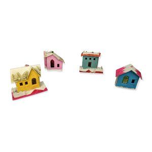Vintage Putz Paper Mache Cardboard Houses Christmas